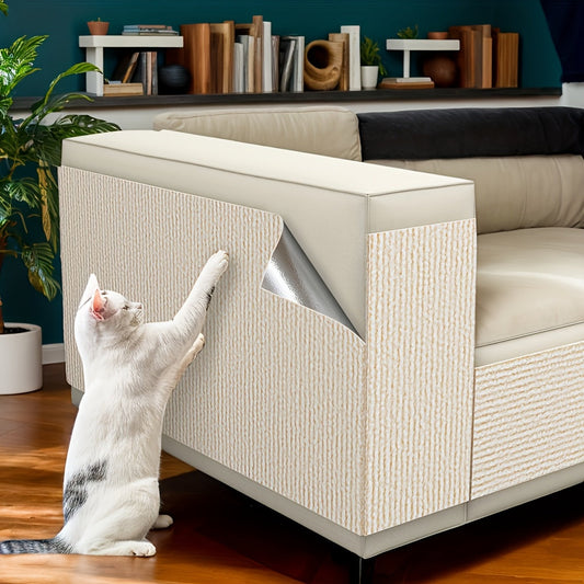 Protège-griffes autocollant pour canapé et meubles – Tapis de protection durable pour murs et cadres de porte, texture beige et marron, ruban adhésif facile à appliquer sans dommage, dissuasif pour griffes de chat d'intérieur