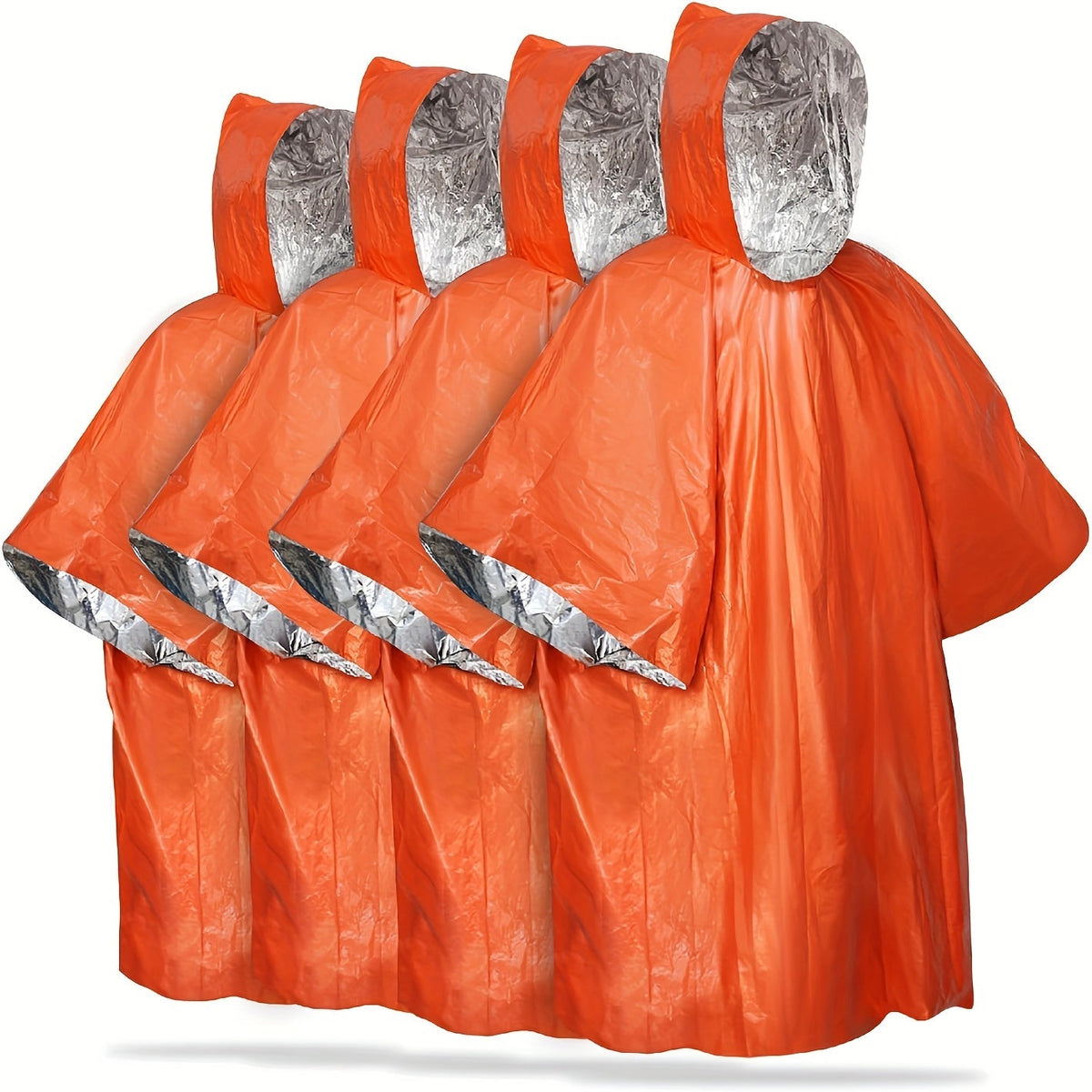 Poncho de pluie d'urgence réutilisable, lot de 4 et 14 – Conserve 90 % de la chaleur corporelle, imperméable et résistant aux intempéries, pour hommes, femmes et adultes, équipement de camping, de randonnée et de survie