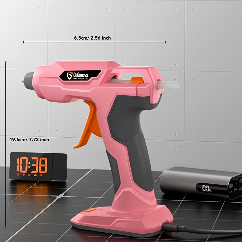 Pistolet à colle chaude sans fil rechargeable par USB avec 25 bâtons de colle – Chauffe rapide en 20 secondes, conception anti-goutte sécurisée pour loisirs créatifs, réparations domestiques, réparation de peluches et projets manuels – Rose, gris, bleu