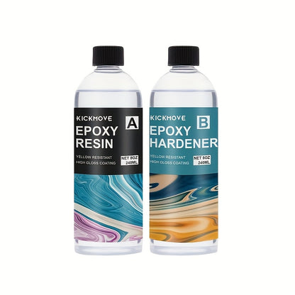 Kit de résine époxy transparente en 2 parties, haute brillance, pour moulage, revêtement, plans de travail, tables, art en résine, bijoux DIY et artisanat, avec pompes, de 16 oz à 2 gallons
