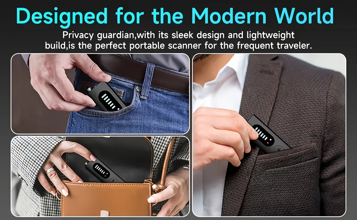 Détecteur de caméra cachée et scanner de signal RF anti-espion – Détecteur de mouchards, traceurs GPS et dispositifs d'écoute, balayeur de sécurité multifonction portable et rechargeable pour les voyages, l'hôtel, la maison, le bureau, la voiture