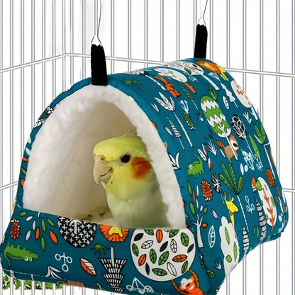 Warm Bird Nest Hammock Swing for Bird Cage - Cozy Plush Bird Bed Tower House for Parrots Parakeets Canaries Cockatiels - Hamster Breeding Nest Small Pet Sleeping House S/M/L/XL