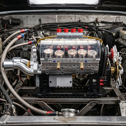 Kit de construction de modèle de moteur mécanique transparent avec simulation de pistons à transmission par engrenages automatisée, projet scientifique STEM pour adolescents, adultes, amateurs et mécaniciens, cadeau d'anniversaire ou de Noël