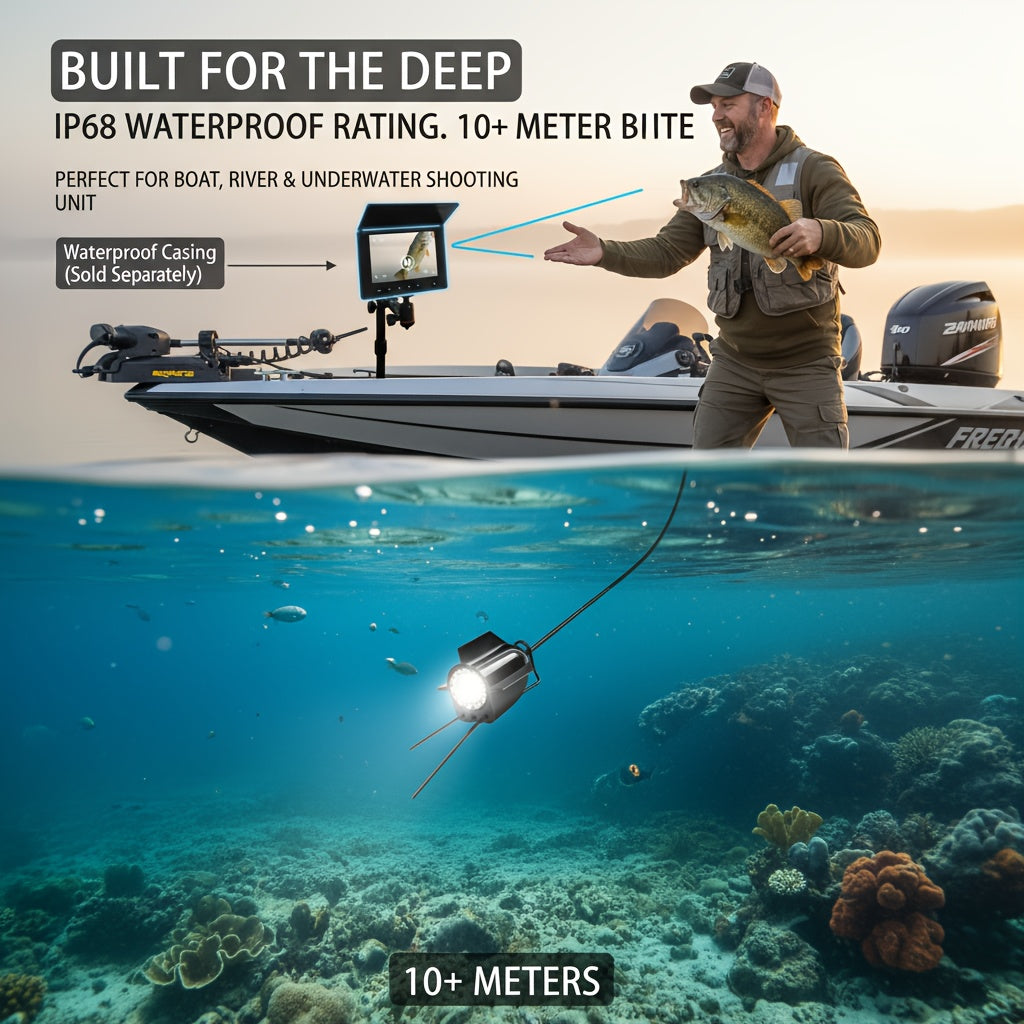 Détecteur de poissons avec caméra sous-marine HD, écran 4,3 pouces, objectif grand angle 140 degrés, lumière attractive pour poissons, kit de visionnage de pêche portable pour la pêche sur glace, en lac et en rivière