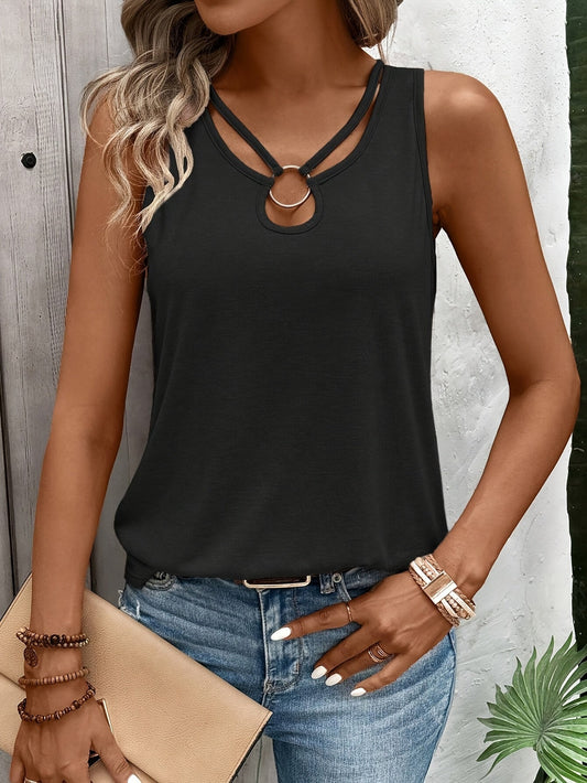 Débardeur d'été décontracté pour femme – Haut sans manches en maille semi-transparente unie, disponible en 18 couleurs, tissu lisse 95 % polyester