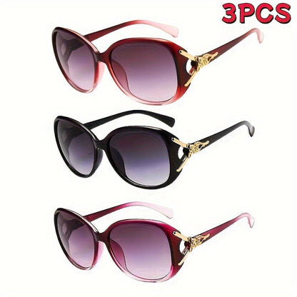 Lot de 3 paires de lunettes de soleil opaques surdimensionnées pour femme – Lunettes de soleil rétro anti-reflets tendance pour Halloween, Noël, fêtes et usage quotidien