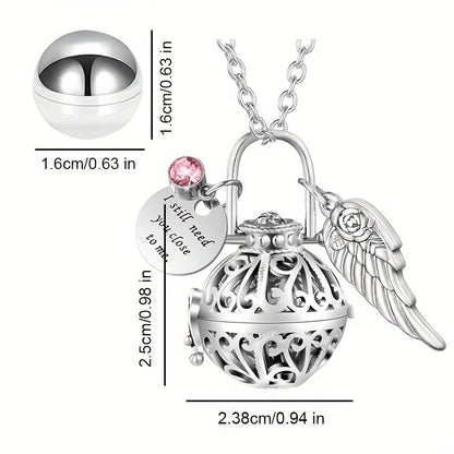 Lotus Flower Urn Necklace for Ashes – Angel Wings Hollow Locket Memorial Cremation Pendant for Women, Elegant Sympathy Jewelry Gift for Human & Pet Loss