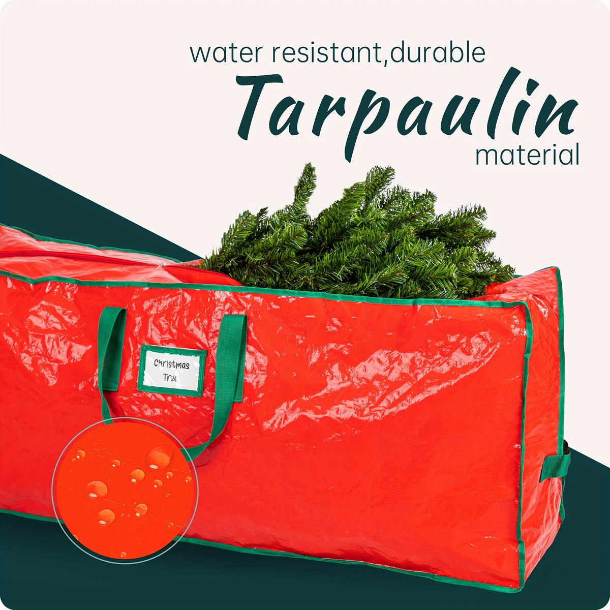Sac de rangement pour sapin de Noël de 2,30 m – Sac de rangement extra large et robuste pour sapin de Noël avec doubles fermetures éclair, poignées renforcées et large ouverture pour un rangement facile, rouge