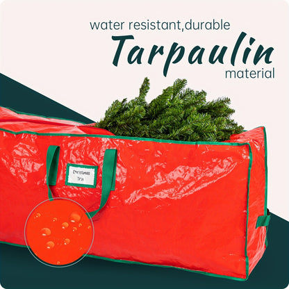 Sac de rangement pour sapin de Noël de 2,30 m – Sac de rangement extra large et robuste pour sapin de Noël avec doubles fermetures éclair, poignées renforcées et large ouverture pour un rangement facile, rouge