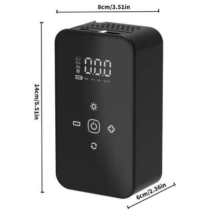 Compresseur d'air portable rechargeable par USB-C – Pompe à air sans fil 150 PSI avec manomètre numérique, éclairage LED et 5 modes de gonflage pour voiture, moto, vélo, ballon – Outil de garage léger