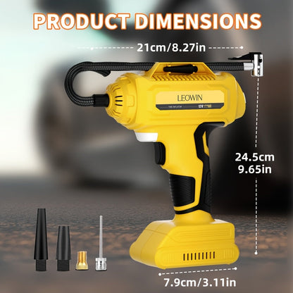 Compresseur d'air portable pour pneus – Pompe à air sans fil 150 PSI avec arrêt automatique, manomètre numérique et lampe LED pour voitures, motos, vélos et ballons, rechargeable