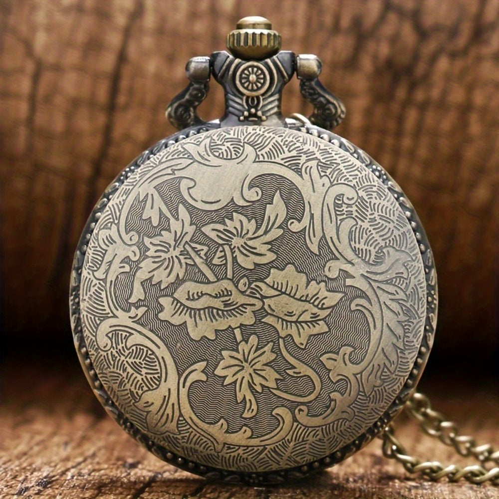 Ensemble de 2 montres de poche en bronze vintage – Mouvement à quartz, cadran rond classique, boîtier en alliage de zinc, bracelet sans nickel, style ancien – Cadeau idéal pour Noël, un anniversaire, une remise de diplôme ou la Saint-Valentin