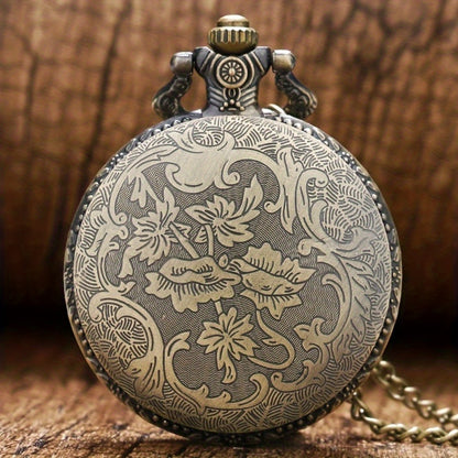Ensemble de 2 montres de poche en bronze vintage – Mouvement à quartz, cadran rond classique, boîtier en alliage de zinc, bracelet sans nickel, style ancien – Cadeau idéal pour Noël, un anniversaire, une remise de diplôme ou la Saint-Valentin