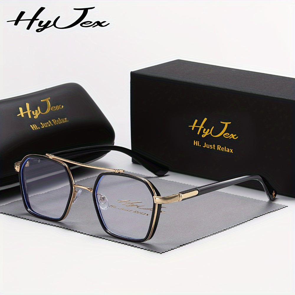Lunettes anti-lumière bleue avec monture métallique à double pont – Lunettes tendance anti-fatigue visuelle à verres transparents pour hommes et femmes, lunettes sans correction pour ordinateur et écran