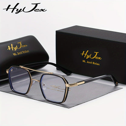Lunettes anti-lumière bleue avec monture métallique à double pont – Lunettes tendance anti-fatigue visuelle à verres transparents pour hommes et femmes, lunettes sans correction pour ordinateur et écran