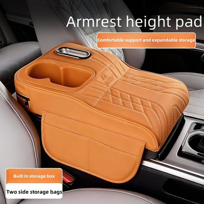 Rehausseur d'accoudoir de console centrale de voiture avec boîte à mouchoirs et porte-gobelet, organisateur de rangement, noir, beige, orange, rouge, marron, pour la plupart des voitures et SUV