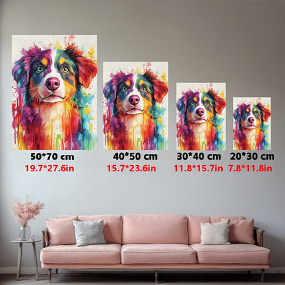 Personalized Pet Portrait Canvas Print – Custom Watercolor Ink-Wash Painting of Your Cat or Dog from Photo, Frameless Wall Art Poster for Home Decor, Christmas, Halloween & Pet Birthday Gift, 2 Sizes
