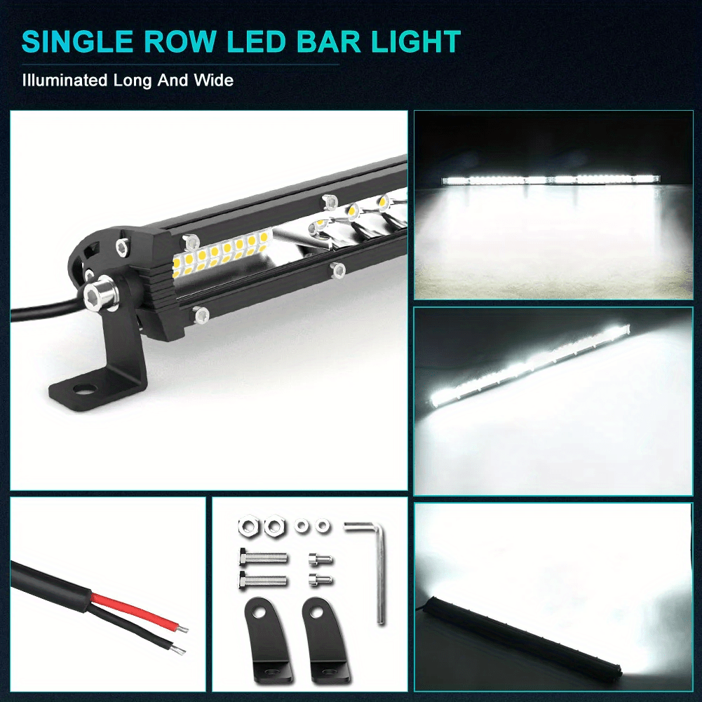 Kit de barre lumineuse de travail à LED pour camion tout-terrain, Jeep, SUV, UTV, VTT et tracteur – Barre lumineuse de 22" et 10" + pods LED de 4", 2000-3000 lumens, 12-24 V, aucune batterie requise, configurations multiples