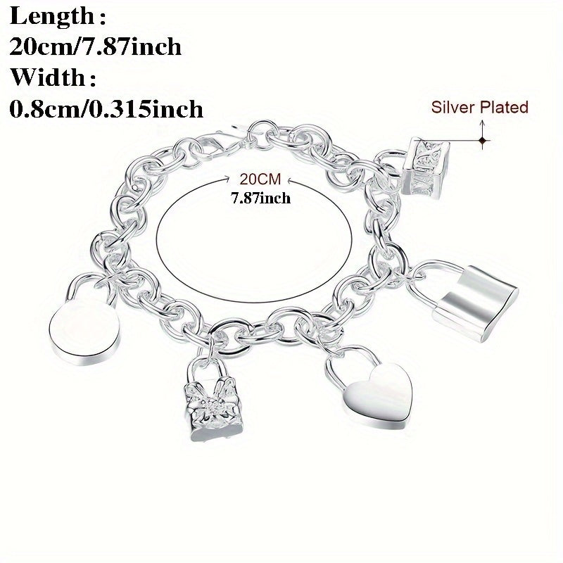Bracelet avec pendentif en argent sterling 925 style coréen pour femme – Design tendance à maillons, hypoallergénique, 20 cm / 7,87 po, élégant au quotidien et cadeau idéal pour toutes les occasions