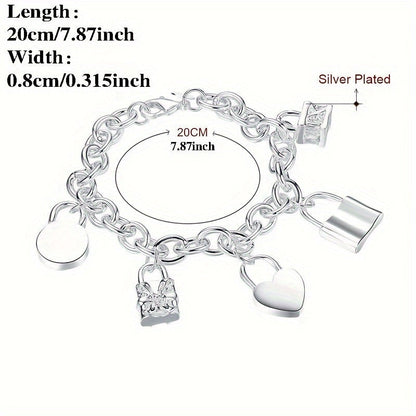 Bracelet avec pendentif en argent sterling 925 style coréen pour femme – Design tendance à maillons, hypoallergénique, 20 cm / 7,87 po, élégant au quotidien et cadeau idéal pour toutes les occasions