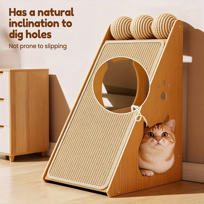 Griffoir pour chat en sisal de 27 pouces – Tapis de griffes multifonctionnel et résistant à l'usure, protège-meubles avec 3 balles de jeu, installation facile, griffoir d'intérieur pour chat