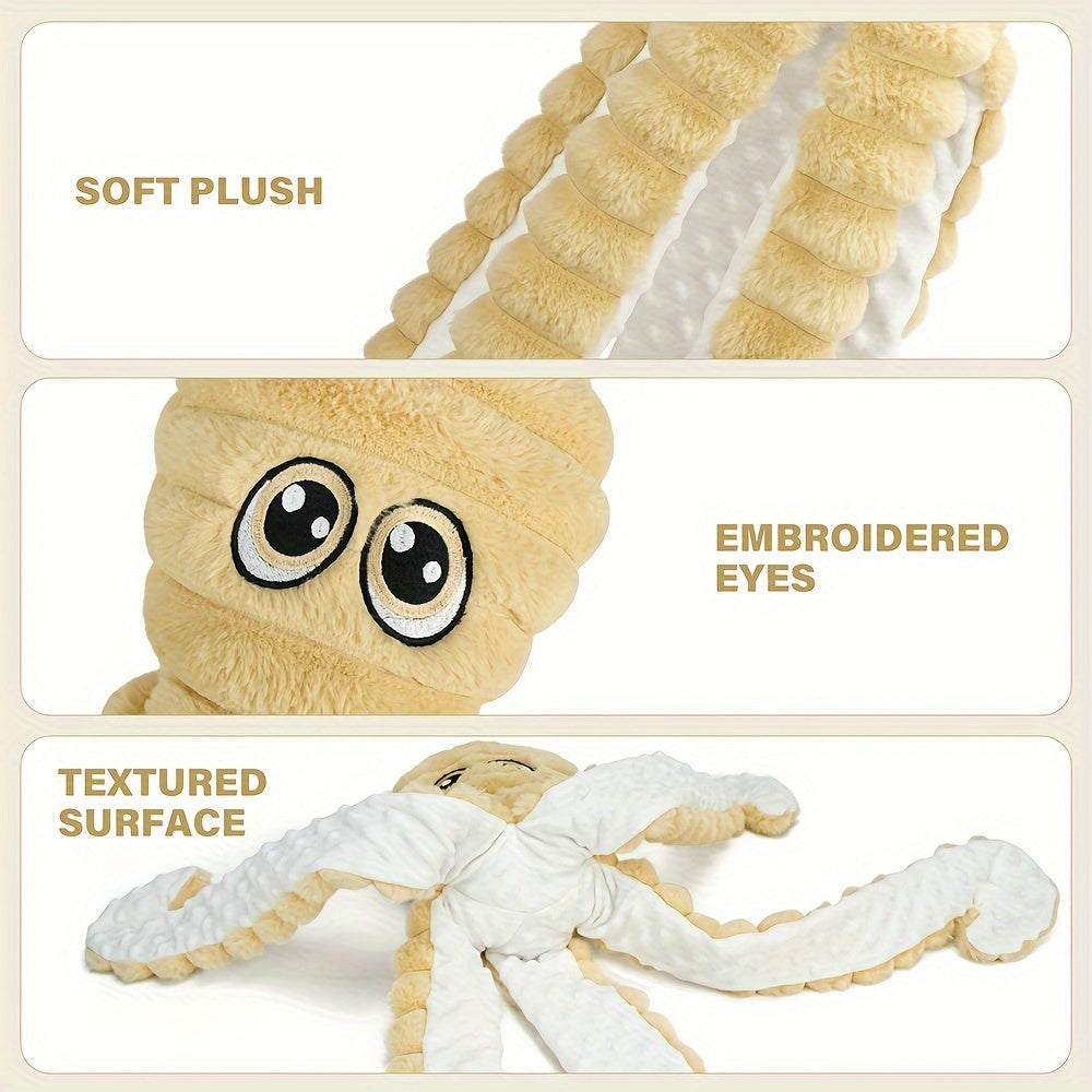 Jouet pour chien en peluche poulpe couineur – Jouet interactif à mâcher pour chiots et chiens, jouet animal doux pour le nettoyage des dents, idéal pour les races de petite, moyenne et grande taille, cadeau mignon, 5 couleurs