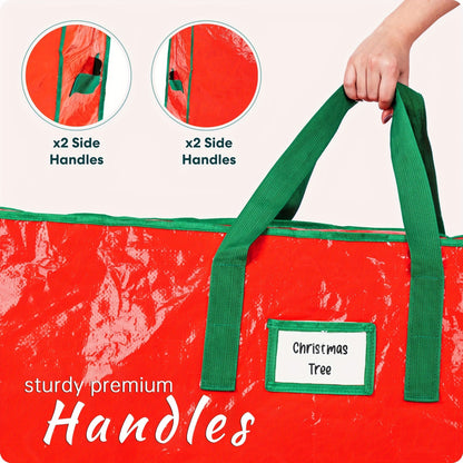 Sac de rangement pour sapin de Noël de 2,30 m – Sac de rangement extra large et robuste pour sapin de Noël avec doubles fermetures éclair, poignées renforcées et large ouverture pour un rangement facile, rouge