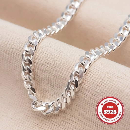 S925 Sterling Silver Cuban Chain Necklace for Men – 6mm & 10mm Wide, 18 to 24 Inch, Handcrafted Heavyweight Bold Link Chain, Durable Everyday & Special Occasion Jewelry
