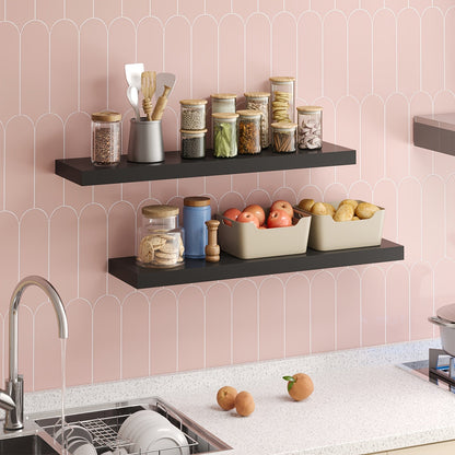 Étagères murales flottantes en bois, lot de 2/4/6, 15,7, 19,7, 22 pouces, étagères murales pour salon, cuisine, salle de bain, chambre, supportant 13,6 kg, noyer, marron, blanc, noir, gris, décoration et rangement maison