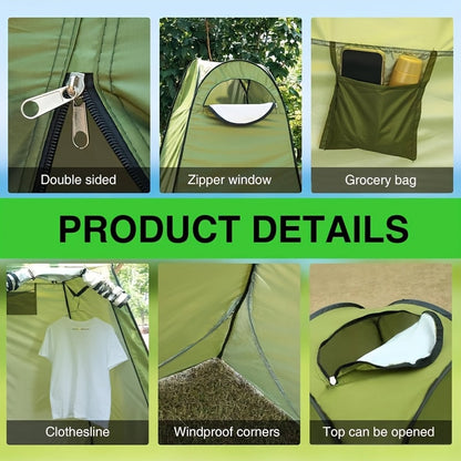 Tente de douche de camping escamotable portable – Cabine d'intimité, vestiaire léger et imperméable, tente de toilette extérieure pour le camping, la randonnée, la plage et le sac à dos, abri d'intimité à installation rapide