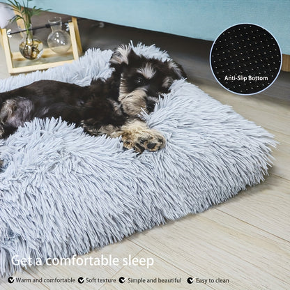 Très grand lit pour chien et tapis pour chat – Coussin pour animal de compagnie en fibre de polyester épais et chaud avec housse amovible et lavable, mobilier confortable et apaisant pour toutes les races de chiens et chats, couchage durable