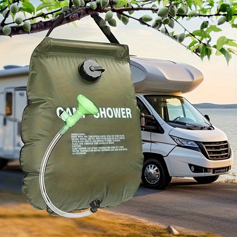 Douche de camping portable 20 L | Douche d'extérieur à chauffage solaire avec tuyau réglable | PVC léger et durable | Idéal pour le camping, la plage, les camping-cars et le jardin