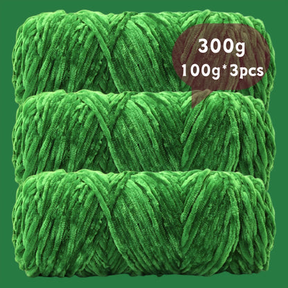 Fil chenille velours, lot de 3 pelotes de 300 g (3 x 100 g), laine douce et épaisse pour tricot et crochet, 47 couleurs, idéal pour débutants, artisanat de luxe pour pulls, écharpes, bonnets, poupées, sacs, amigurumi et projets DIY