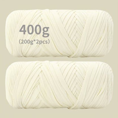 Fil de coton pour t-shirt 400 g (2 x 200 g) mélange de coton épais en 49 couleurs – Fil épais et doux pour paniers au crochet, sacs, tapis, projets de macramé et tricot – Fil de loisirs créatifs idéal pour les débutants