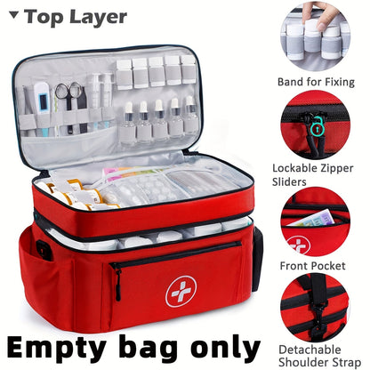 Sac  de rangement pour médicaments, trousse de premiers secours – Boîte organisatrice de médicaments pour la maison avec panier de rangement, sac de secours pour la maison et les voyages, cadeau idéal pour les fêtes