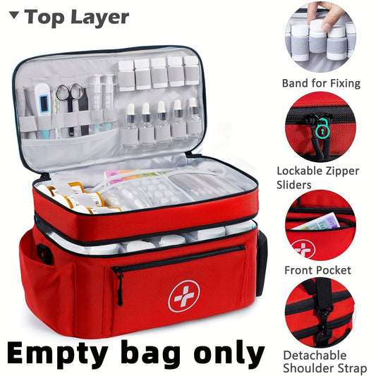 Sac  de rangement pour médicaments, trousse de premiers secours – Boîte organisatrice de médicaments pour la maison avec panier de rangement, sac de secours pour la maison et les voyages, cadeau idéal pour les fêtes