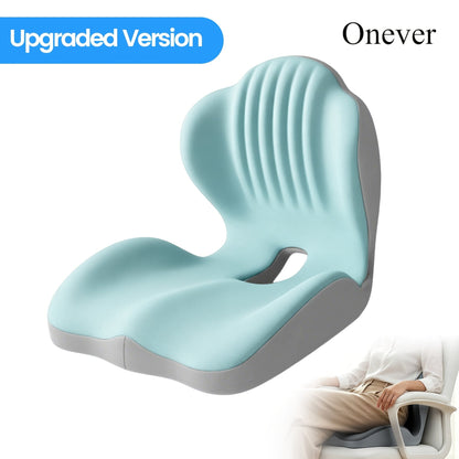 Coussin de siège ergonomique en mousse à mémoire de forme avec soutien lombaire et design creux respirant – Coussin de coccyx confortable pour chaise de bureau, siège auto, position assise prolongée, unisexe
