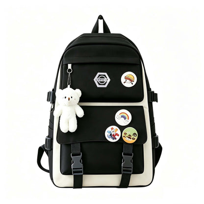 Ensemble de sac à dos scolaire pour fille 5 pièces, sac léger et mignon avec fourre-tout, trousse et porte-monnaie - Sac à dos étudiant durable pour l'école, la randonnée et un usage quotidien