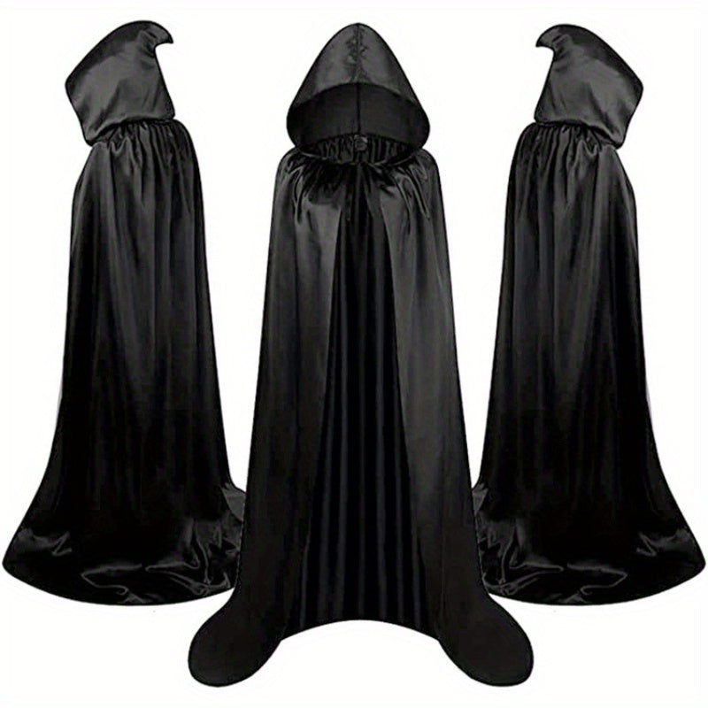 Cape de vampire gothique Halloween « Mort noire » 150 cm pour adultes – Aucun assemblage requis, costume à silhouette fluide pour maison de l'horreur, carnaval, cosplay, fête, décoration festive