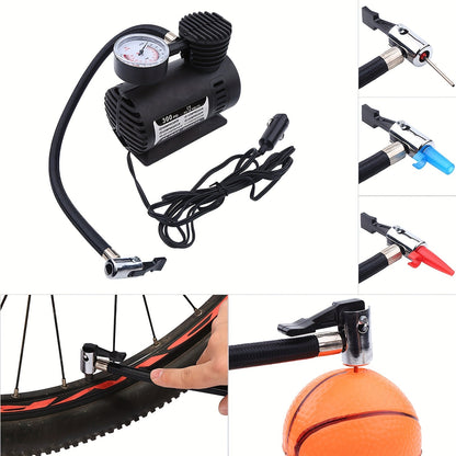 Compresseur d'air compact 12V 300 PSI – Gonfleur de pneus portable pour voitures, vélos, motos et ballons, se branche sur l'allume-cigare, sans batterie nécessaire | Velora