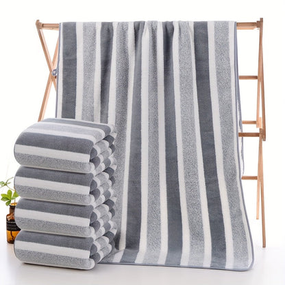 Ensemble de serviettes de bain rayées, absorbantes, à séchage rapide, ultra douces et douces pour la peau, 70 x 140 cm, pour la maison, la salle de bain ou la plage – Disponible en lot de 1 ou 4, plusieurs couleurs au choix