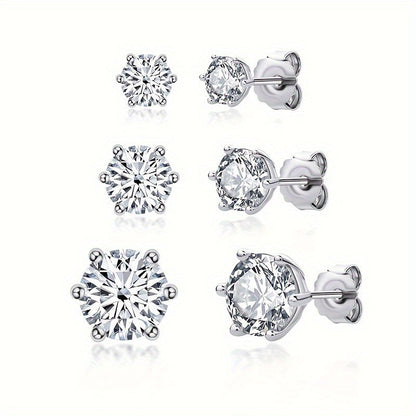 Boucles d'oreilles puces en argent sterling S925 et moissanite pour femme – Style vintage élégant, 0,5 ct, 1 ct, 2 ct, 3 ct, doré et argenté, bijou pour le quotidien ou pour offrir en cadeau