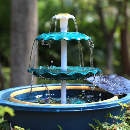 Fontaine à oiseaux solaire à 3 niveaux 3,5 W – Pompe de fontaine solaire pour décoration de jardin ou cour extérieure, sans câblage, vert foncé, bleu clair ou fontaine seule, options à un ou trois niveaux