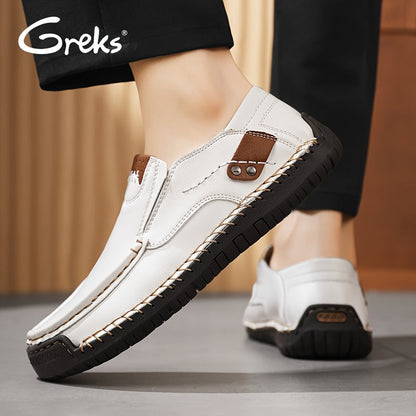 Mocassins de conduite cousus main pour homme, chaussures à enfiler légères et respirantes – Mocassins décontractés style bateau pour le travail, les voyages, la marche et l'extérieur, tailles US 4–12,5