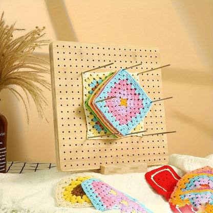 Ensemble de planche de blocage pour crochet en bois avec 20 épingles en acier et base, kit de blocage de tricot réutilisable pour mettre en forme des châles en dentelle, pulls, fournitures d'art de tricot pour débutants