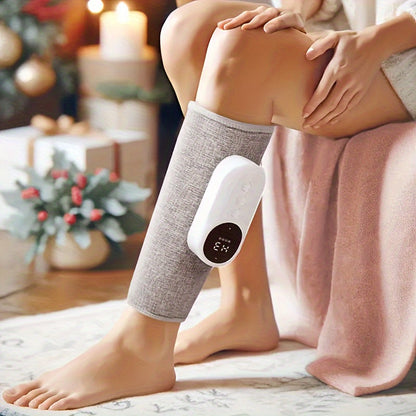 Masseur de jambes à compression d'air sans fil, 3 intensités, soulagement pour mollets, cuisses, pieds et genoux, appareil rechargeable et portable pour la maison, le bureau et les voyages, gris noir