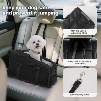 Siège auto rehausseur pour animaux avec harnais de sécurité – Coussin de transport pour chiens et chats pour console centrale, lit de voyage portable, construction robuste facile à nettoyer, plusieurs coloris