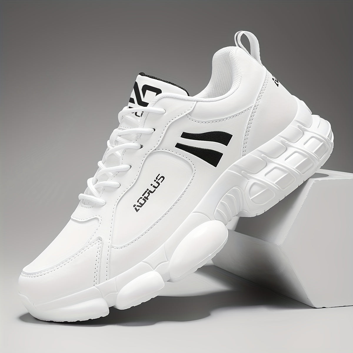 Baskets de course sur route pour hommes – Chaussures de sport à lacets, antidérapantes et résistantes à l'usure, baskets décontractées pour l'extérieur toutes saisons, bleu noir blanc, tailles US 6,5–13,5