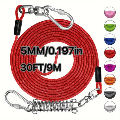 Laisse pour chien ultra-résistante de 1,8, 3, 4,5, 9, 15, 23 ou 30 mètres, câble d'attache d'entraînement pour grands chiens jusqu'à 225 kg, corde de course durable et résistante aux morsures pour le jardin