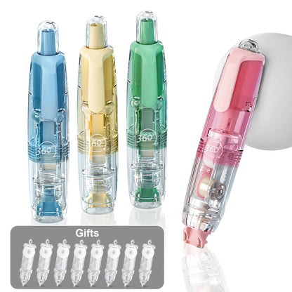 Ruban correcteur rétractable avec recharges – Correction d'erreurs instantanée et propre pour l'école, le bureau et la maison, 1 unité + 2 recharges ou lot de 4 + 8 recharges, ruban correcteur sec et lisse pour la rentrée scolaire